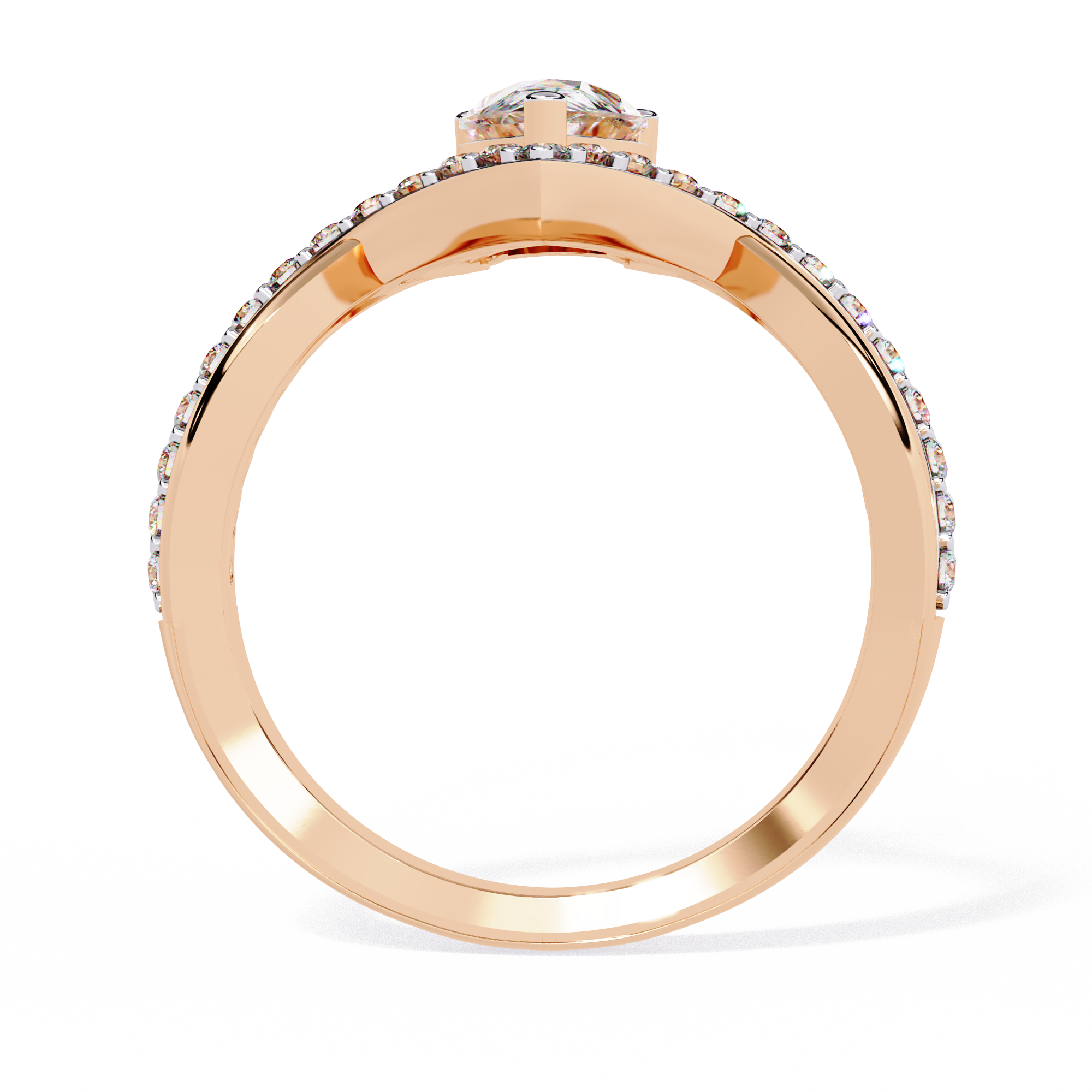 Solitairekart 0.94ct Pear Cut Twisted Natural Diamond Engagement Ring-H Color, VS1 Clarity